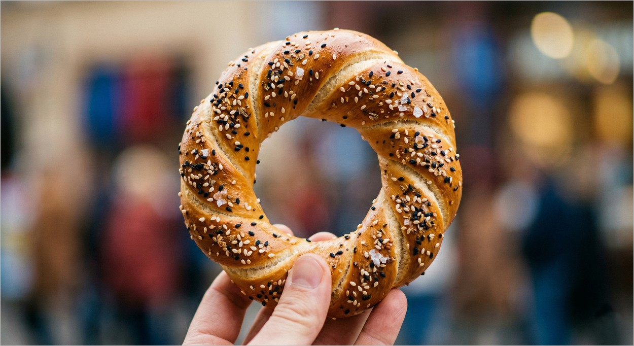 Un obwarzanek, spécialité street food en Pologne