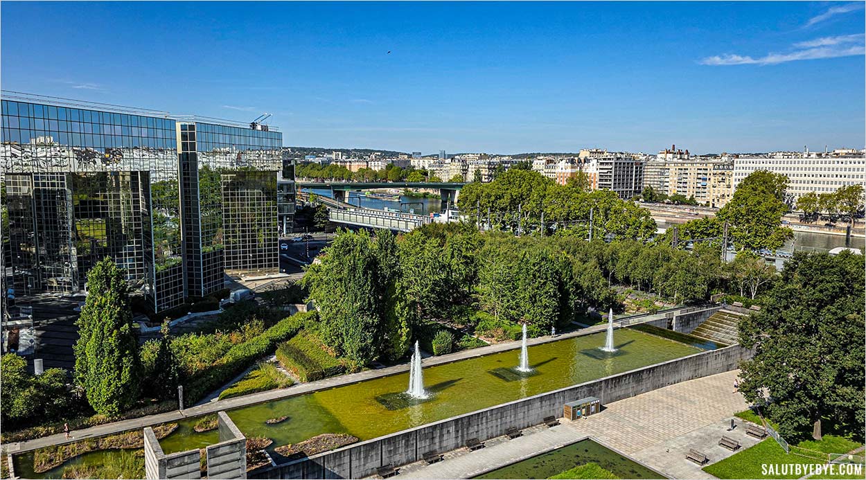 Vue du parc André Citroën au décollage