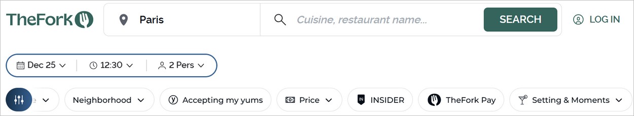 Christmas restaurant reservation
